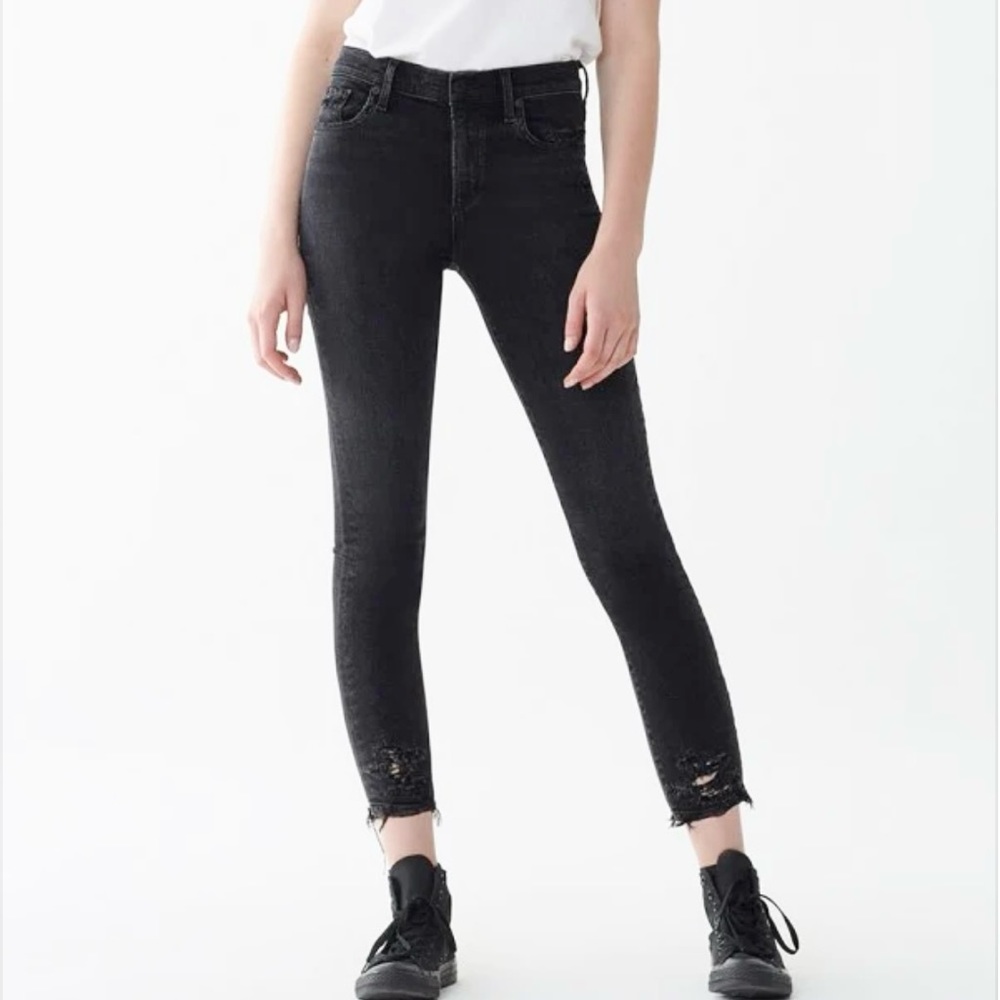 AGOLDE Black Sophie Mid Rise Skinny Crop Jeans Temple 26